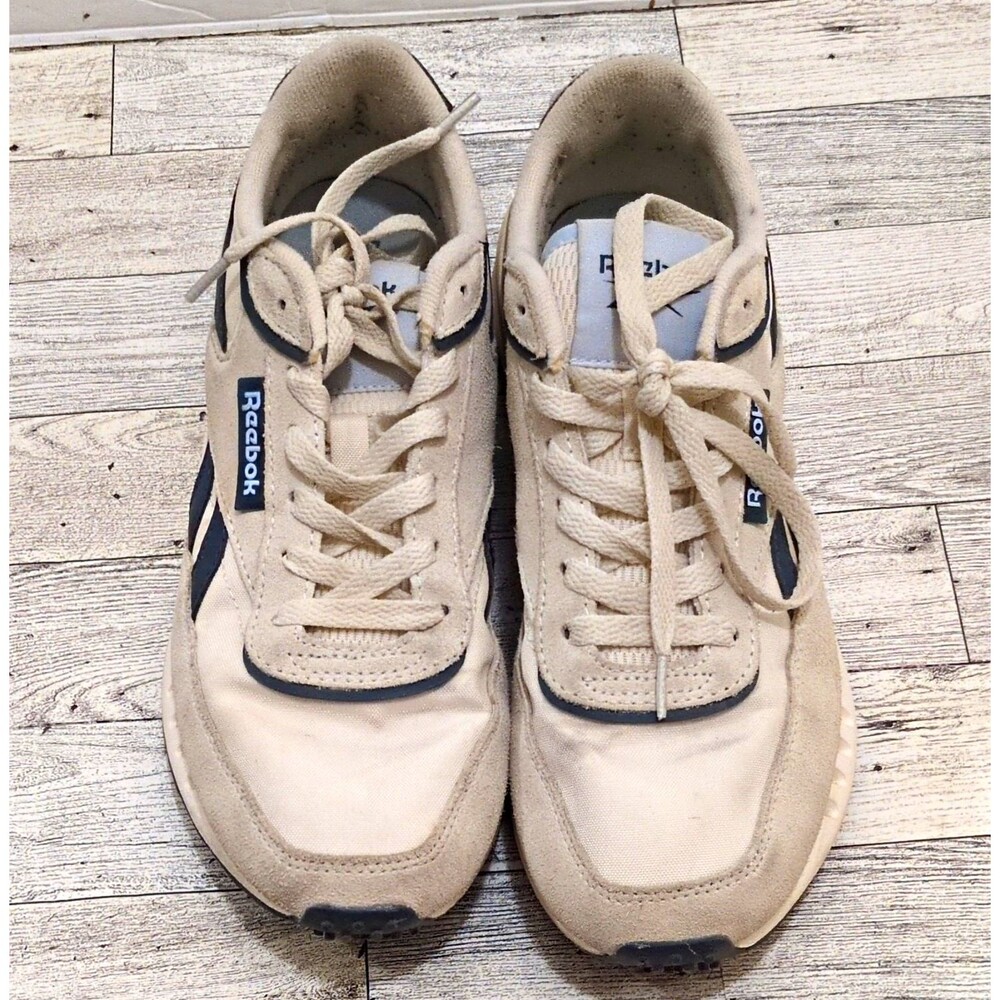 Reebok Women's Size 8 Low Top Athletic Sneakers Beige/Blue Casual Activewear
